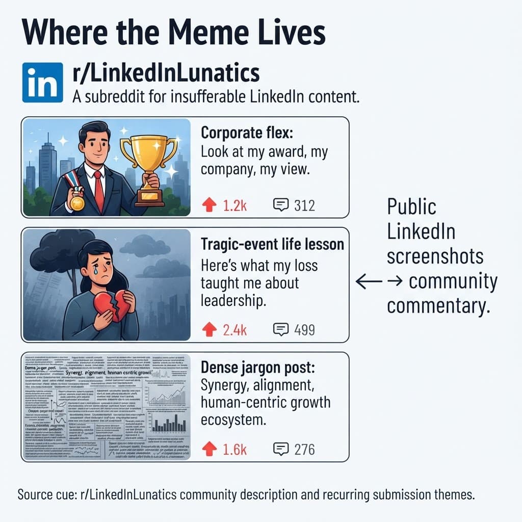 LinkedIn Lunatics: The Internet’s Corporate Cringe Detector, slide 2