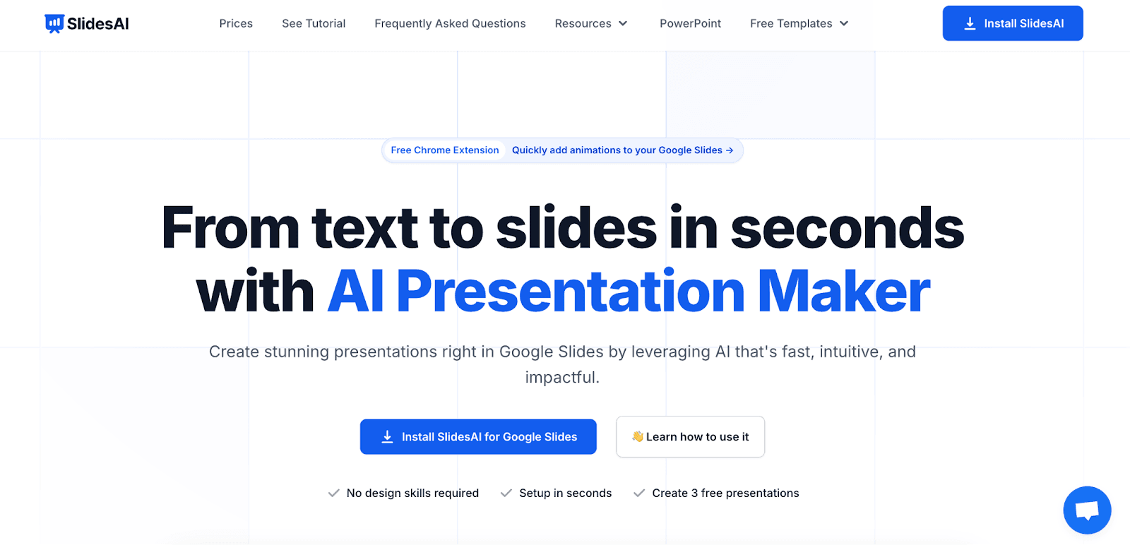 SlidesAI extension inside Google Slides generating slides from text
