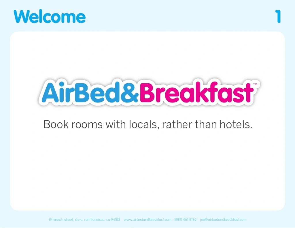 Airbnb Pitch Deck (2009), Cover