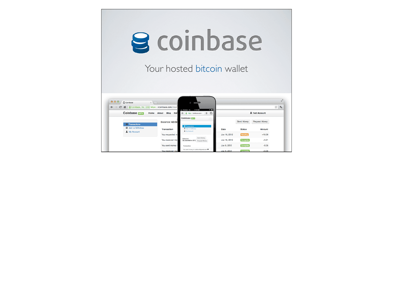 Coinbase Pitch Deck (2012), Cover