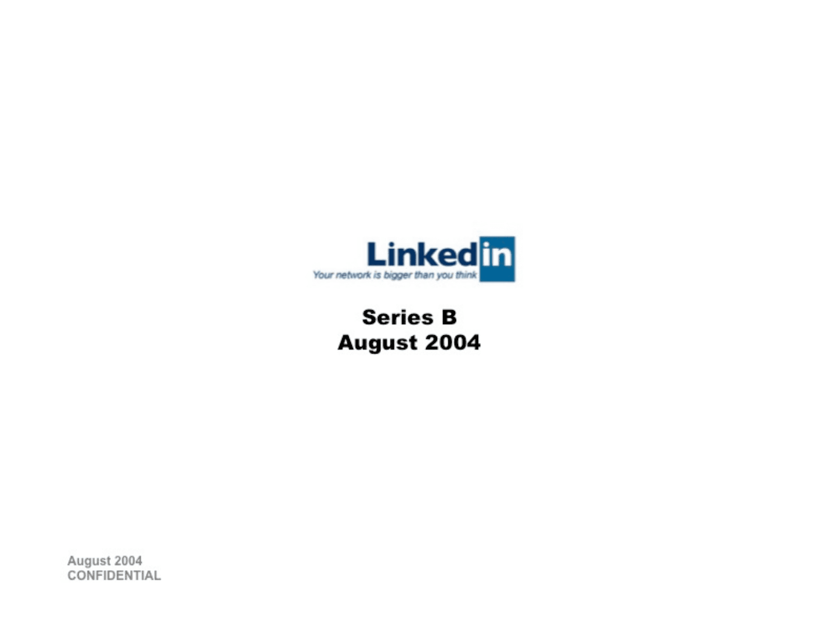 LinkedIn Pitch Deck (2004), Cover