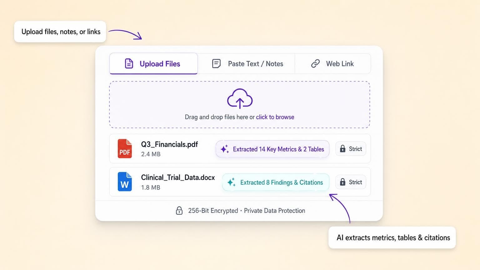 GenPPT upload panel with document extraction