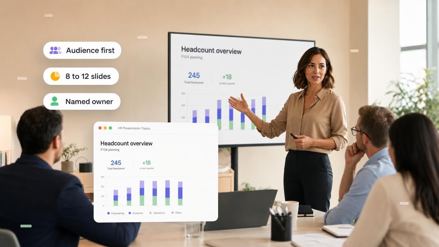 50 HR Presentation Topics (With Audience and Slide Count)