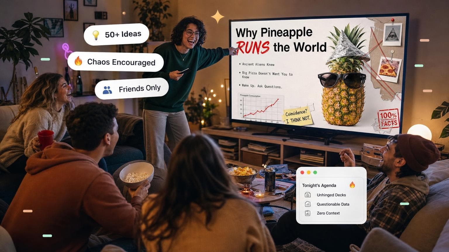 50 Hilarious & Unhinged PowerPoint Night Ideas for Your Next Party (2026)