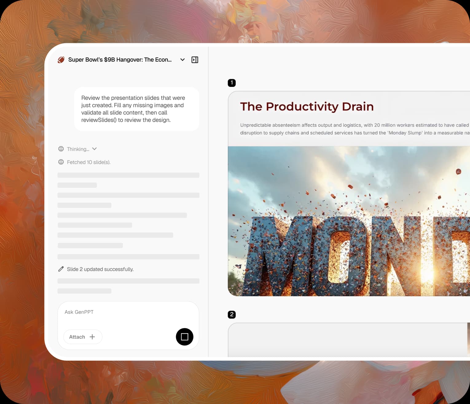 GenPPT creates a structured presentation