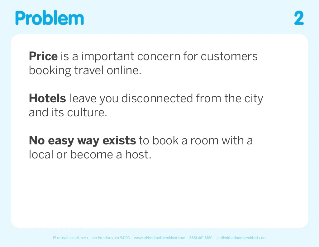 Airbnb pitch deck, Problem