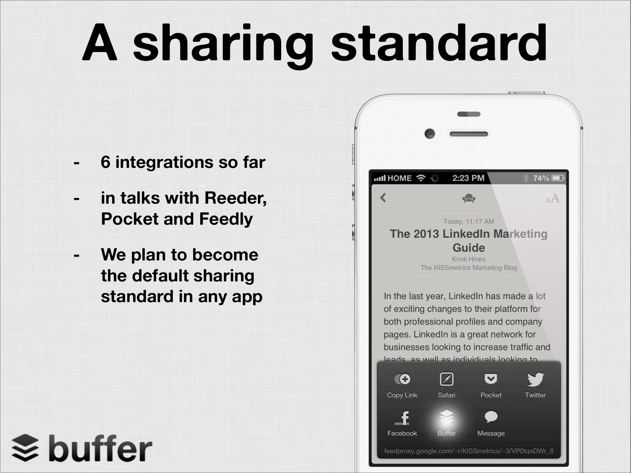 Buffer pitch deck, Integration strategy