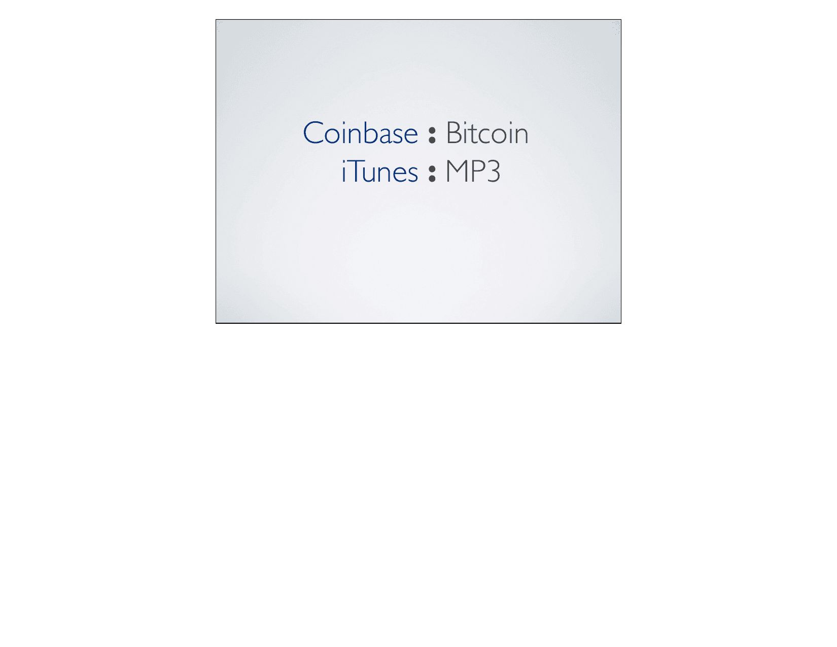Coinbase pitch deck, Positioning