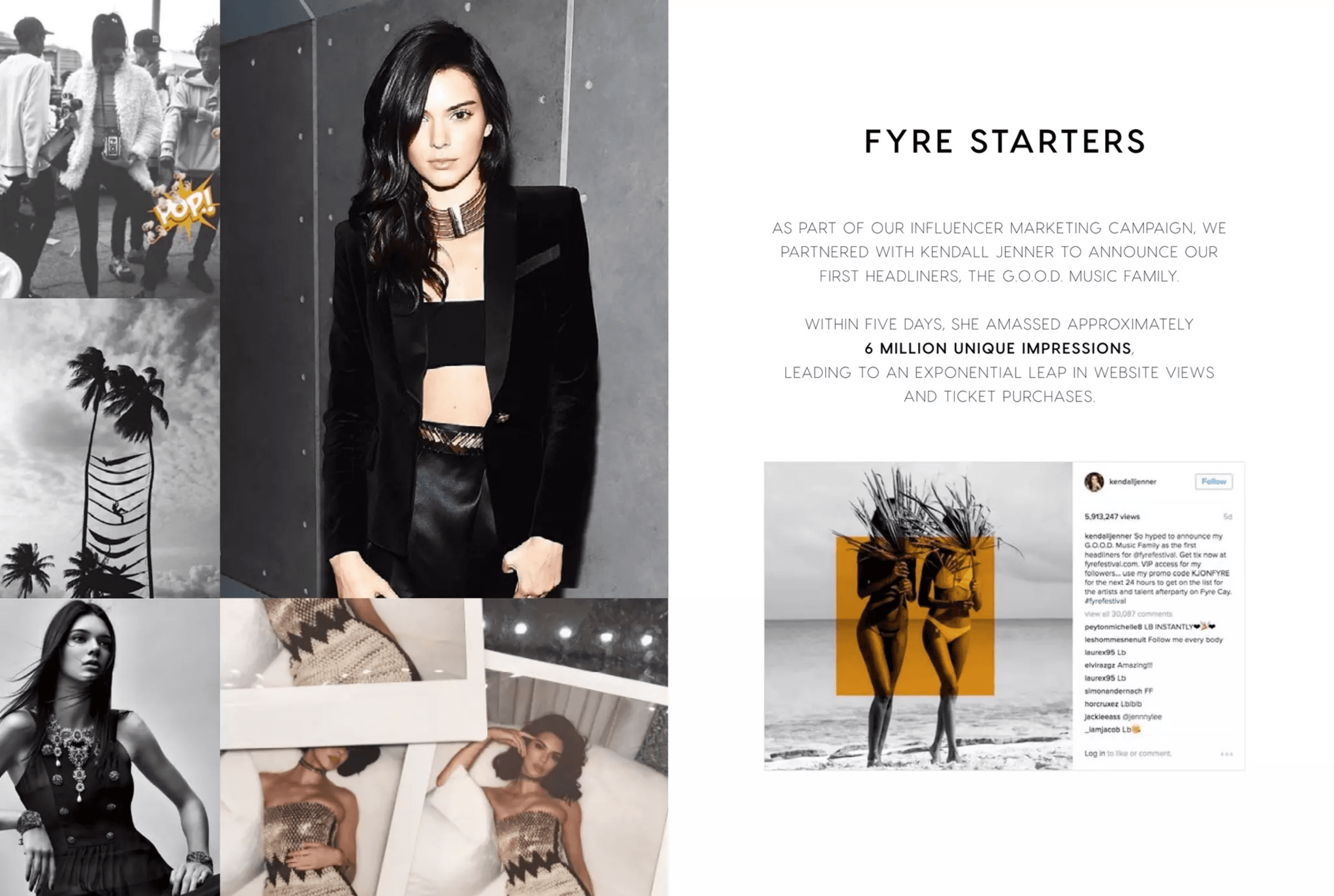 Fyre Festival pitch deck, Kendall Jenner campaign