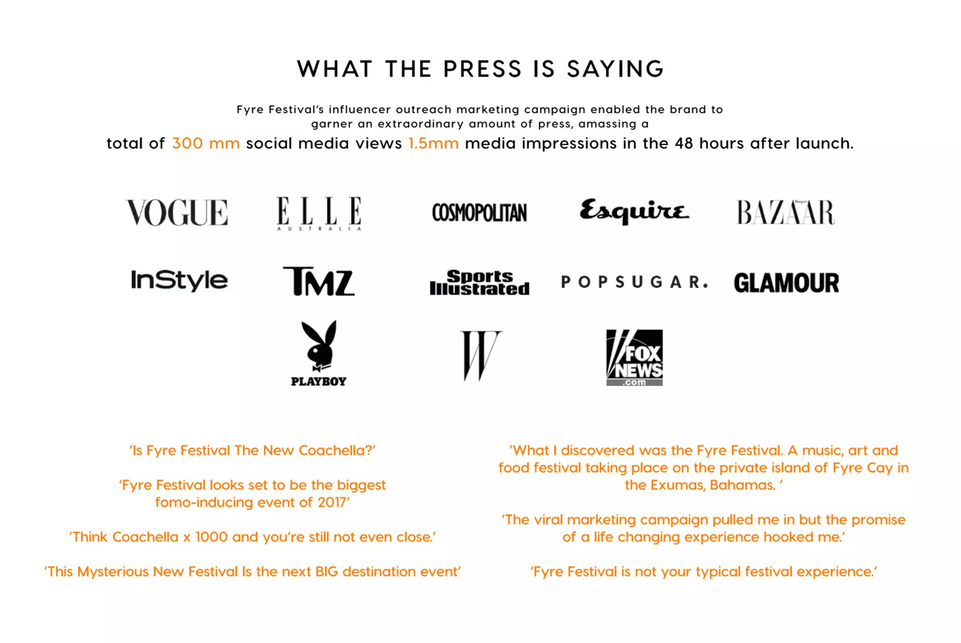 Fyre Festival pitch deck, Press coverage