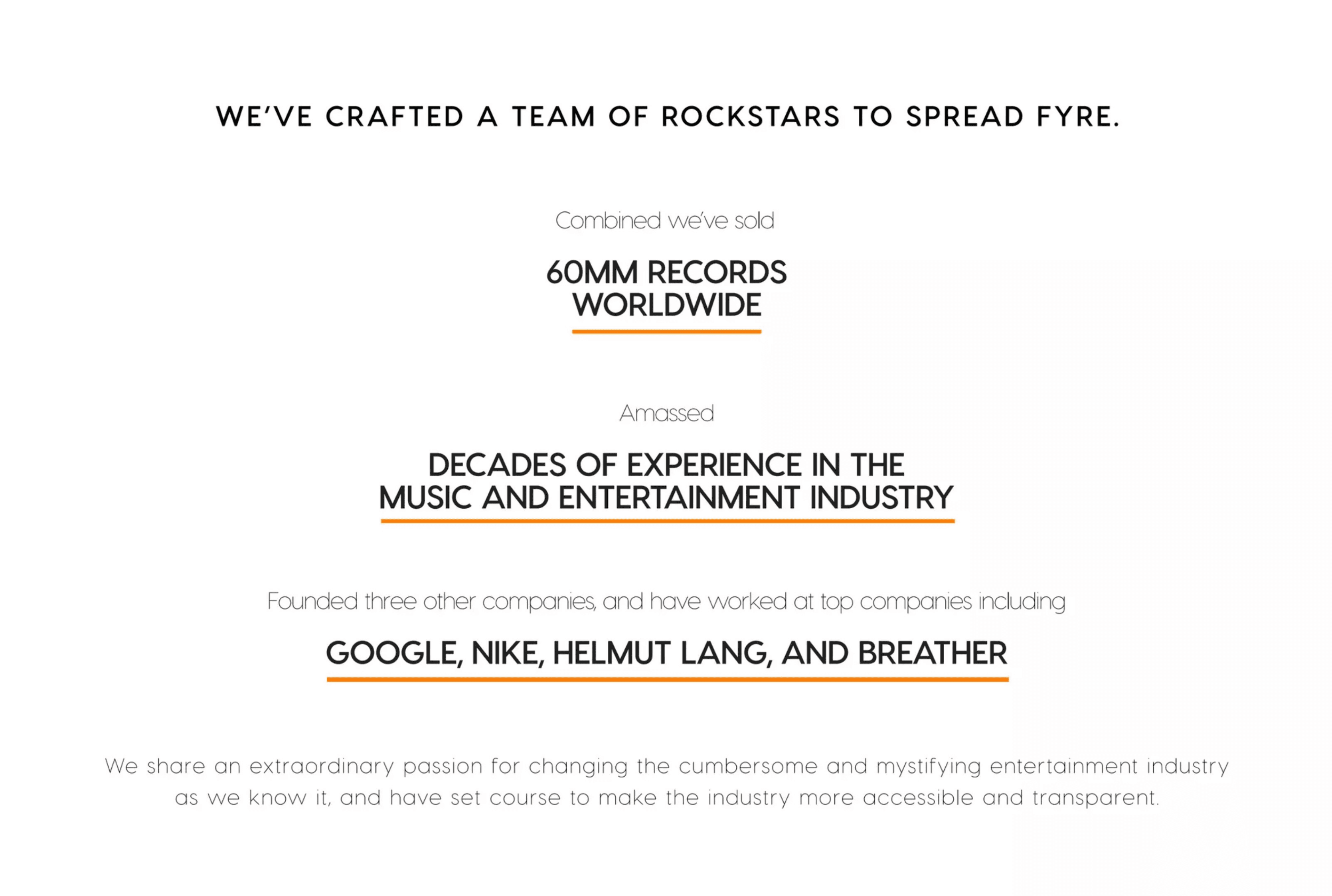 Fyre Festival pitch deck, Team credentials