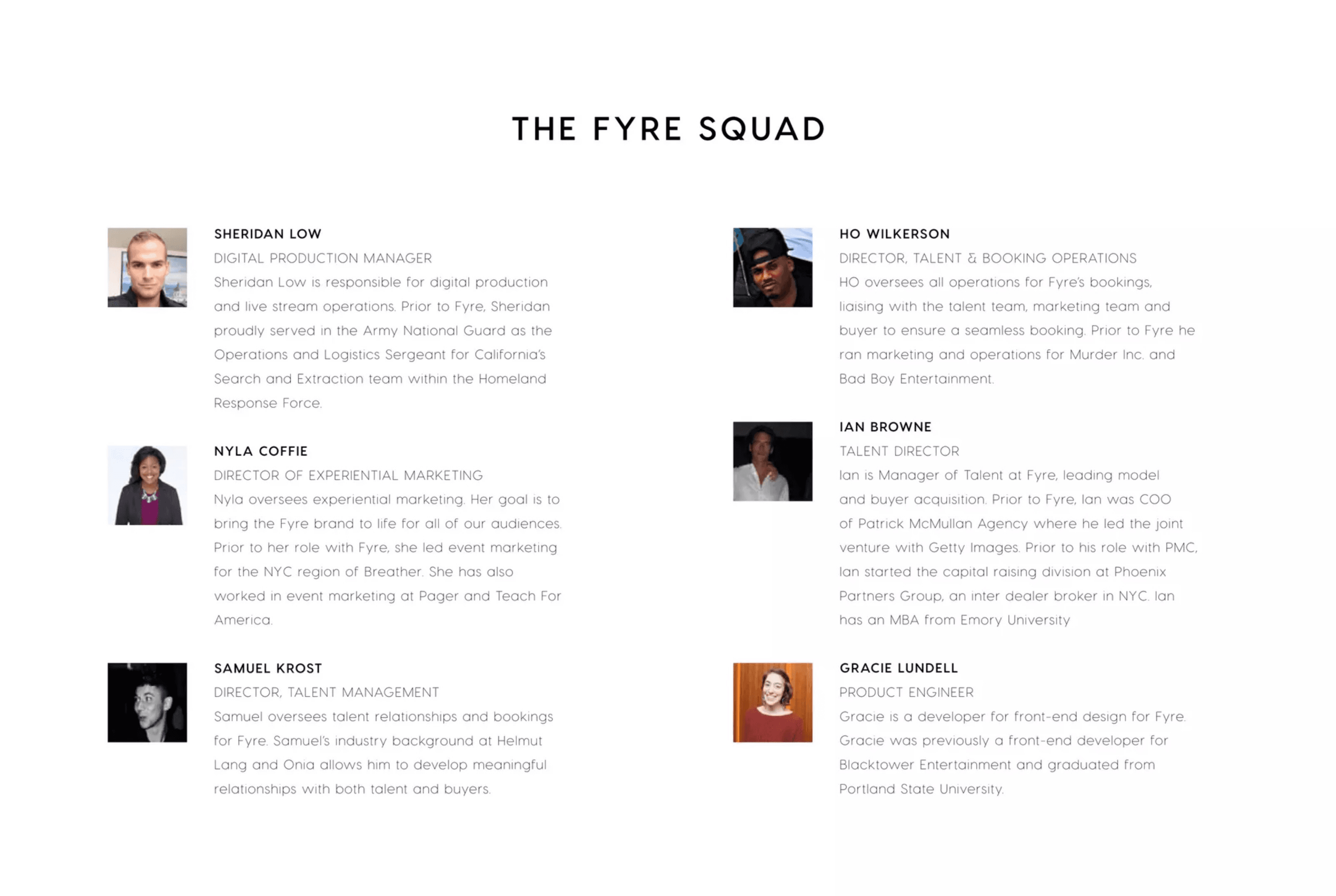 Fyre Festival pitch deck, Operations team