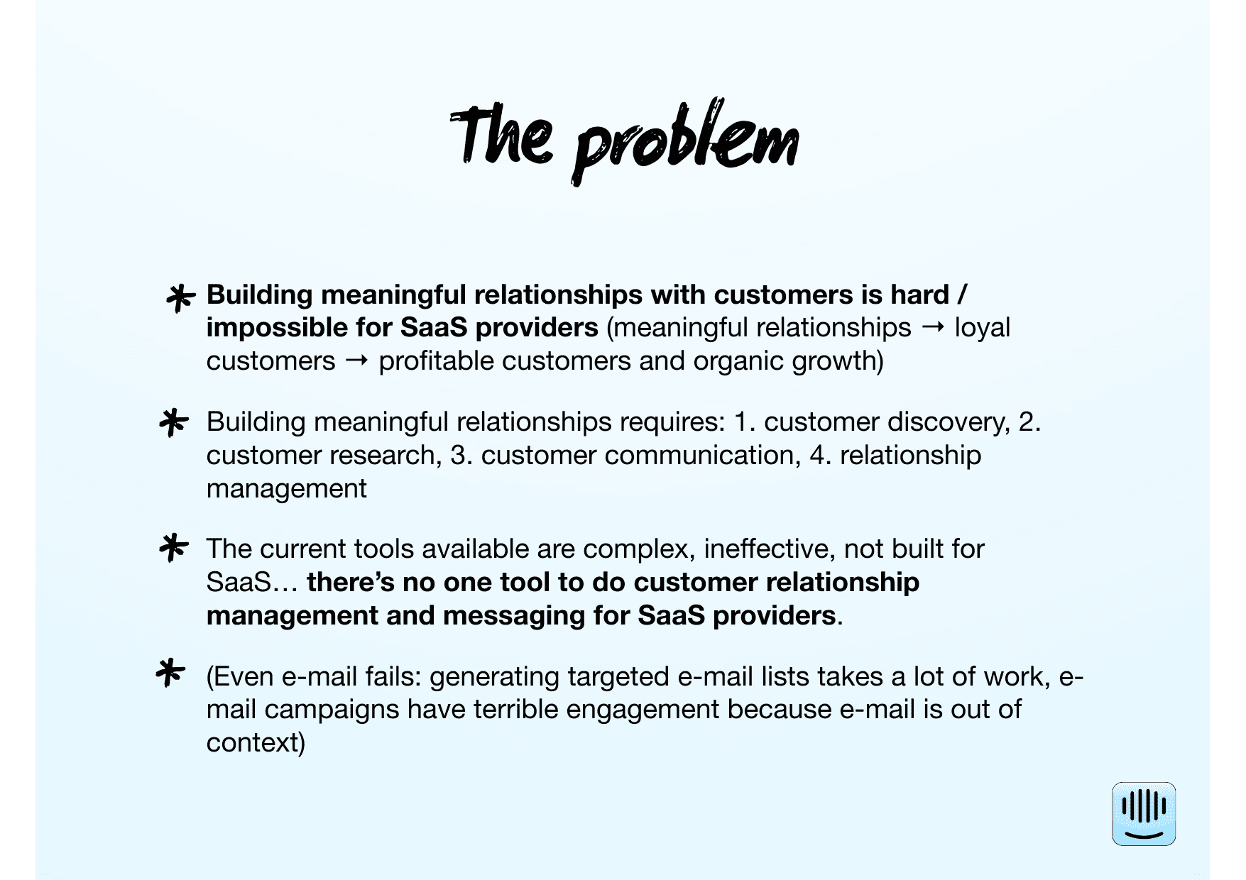 Intercom pitch deck, The problem