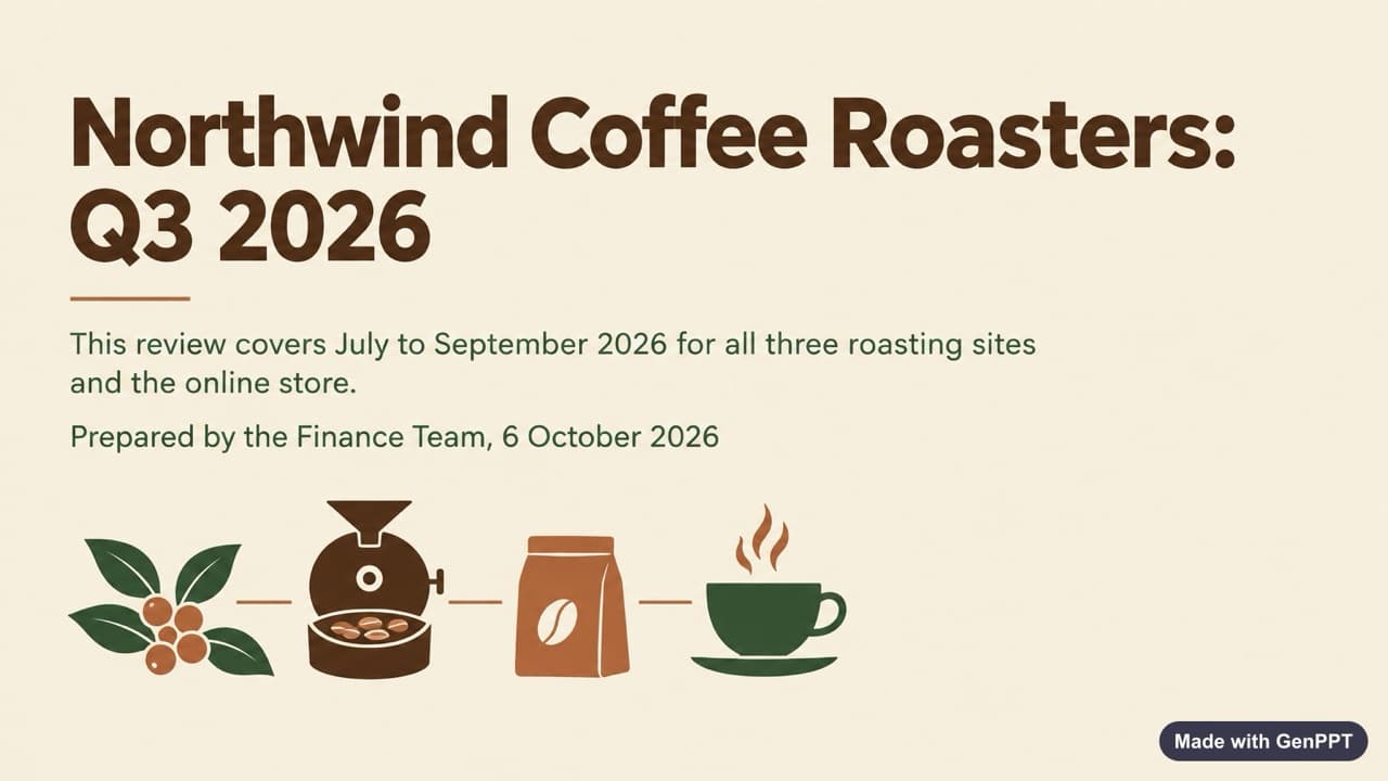 Designed slide 1: Northwind Coffee Roasters: Q3 2026