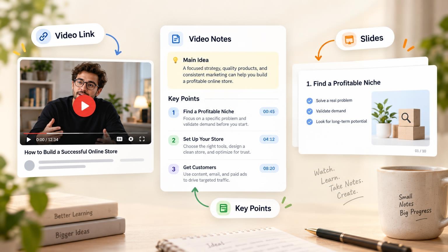 YouTube Video to Notes: 4 Ways, Then Turn Them Into Slides