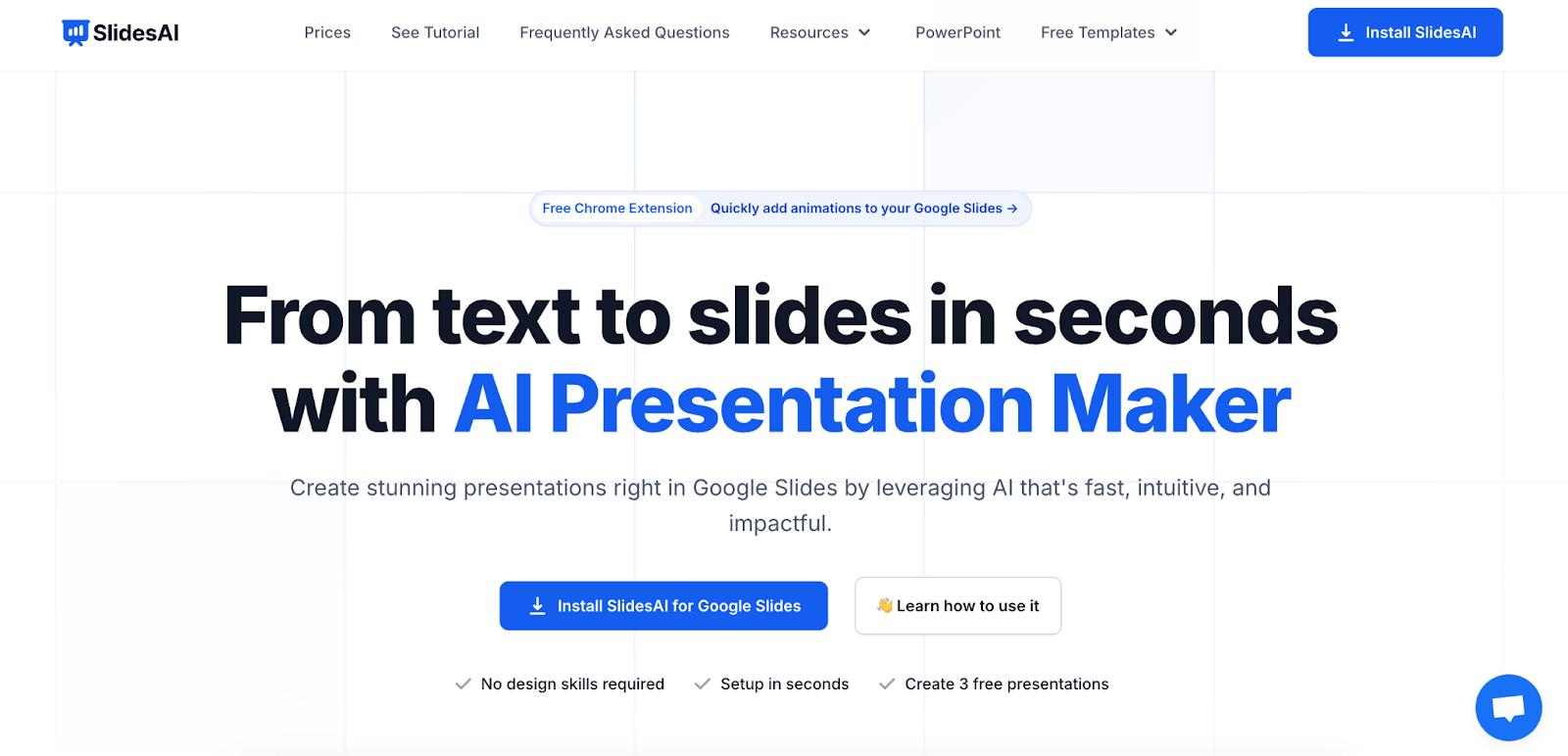 SlidesAI extension inside Google Slides generating slides from text